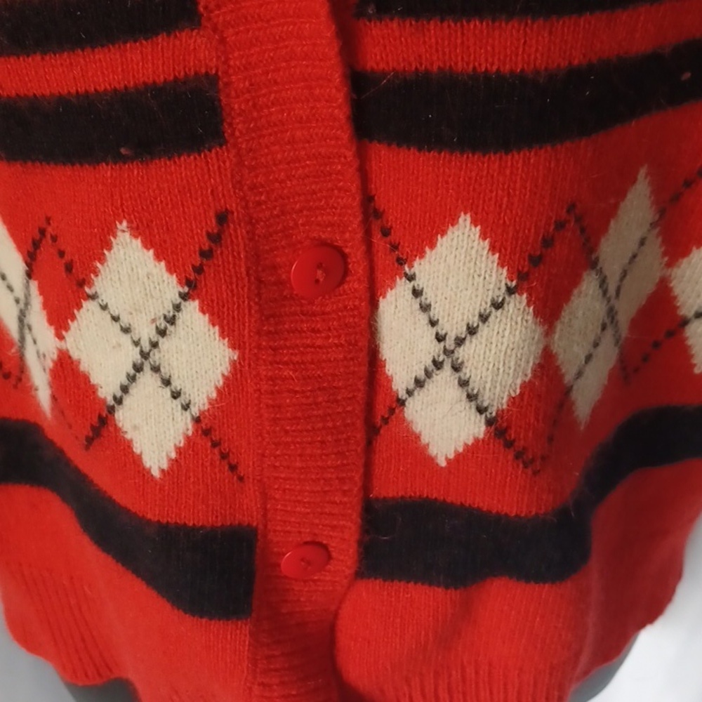 Vtg Rafaella Red Plaid Long Sleeve wool/Angora  Cardigan - Picture 4 of 8
